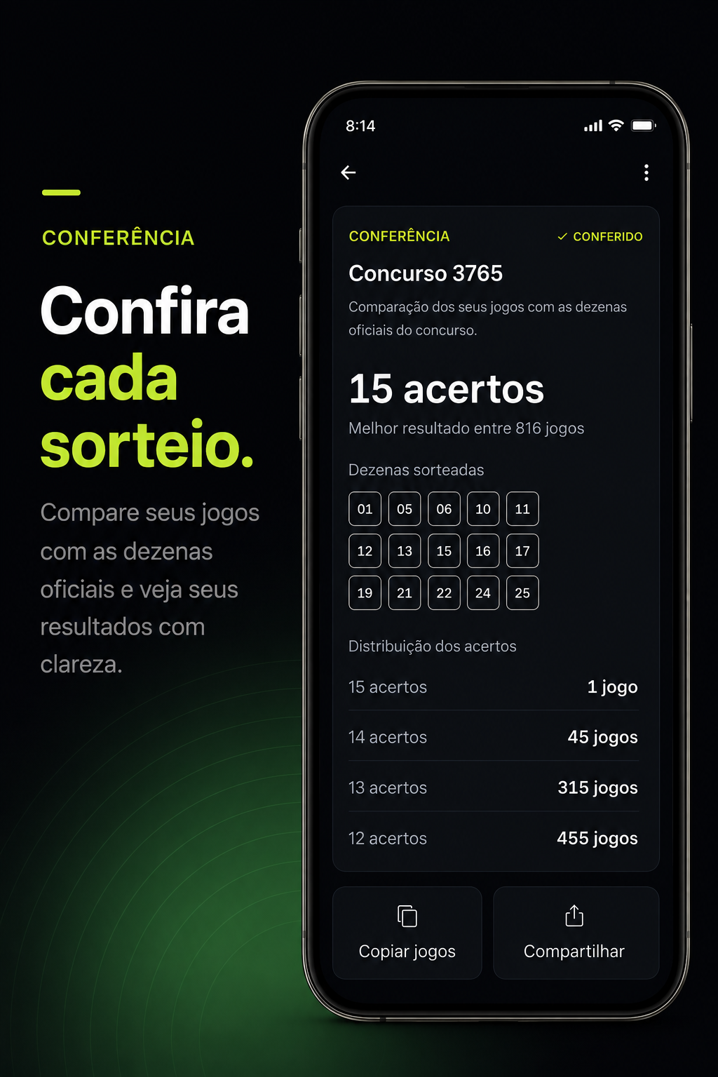 Conferência de jogos no 10Dobra Loterias