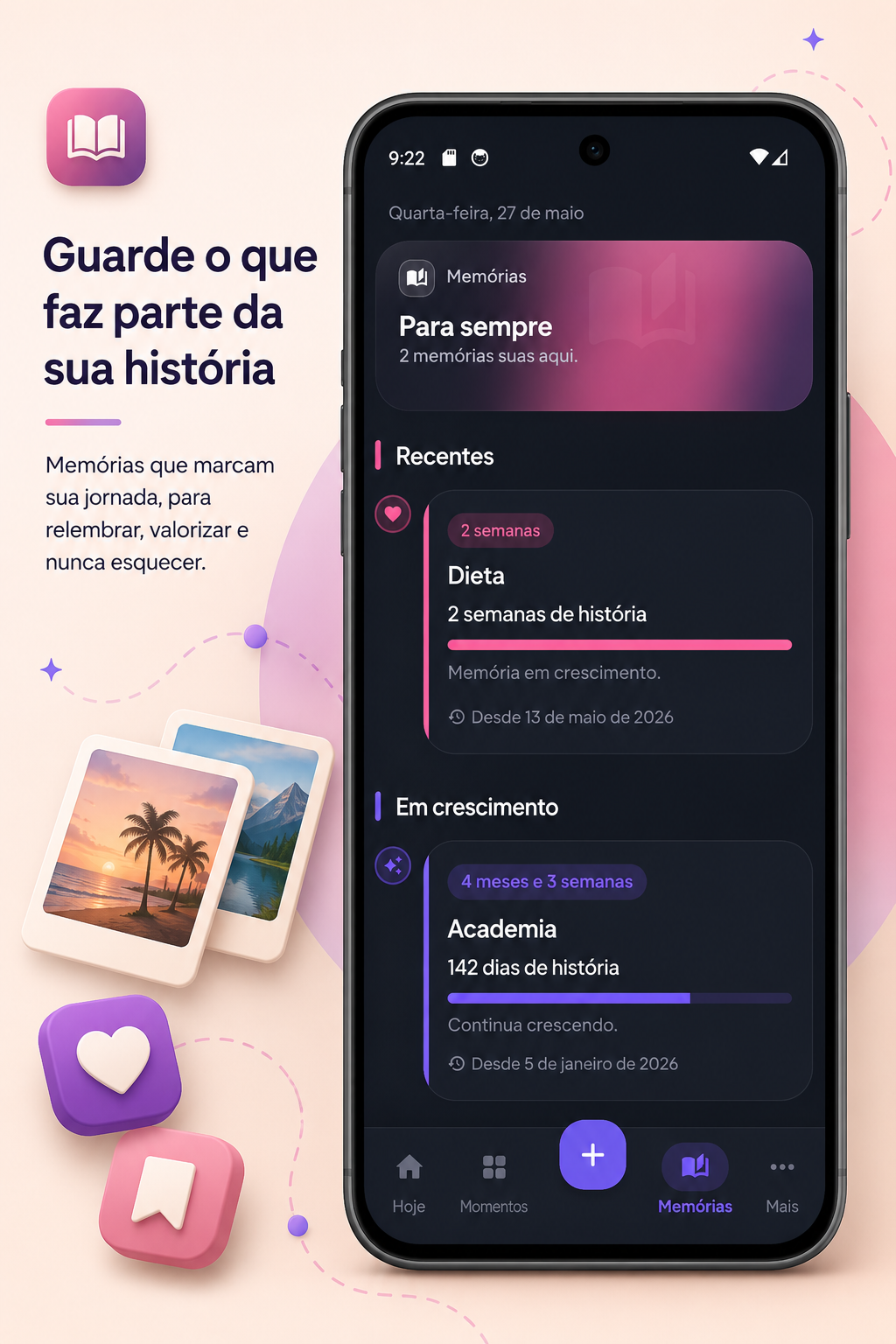Memórias de datas passadas no Quantos Dias
