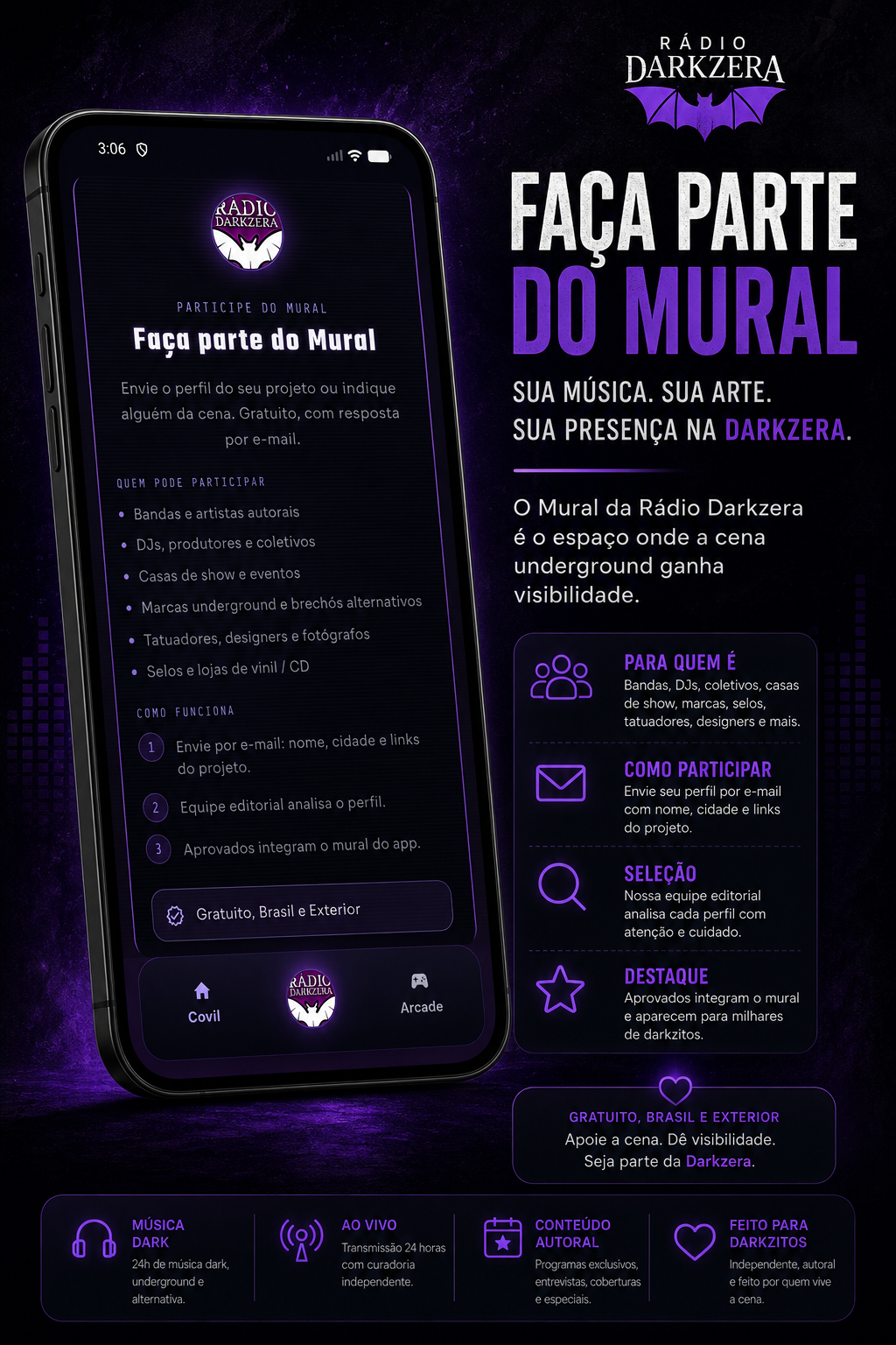 Mural da Rádio Darkzera no aplicativo
