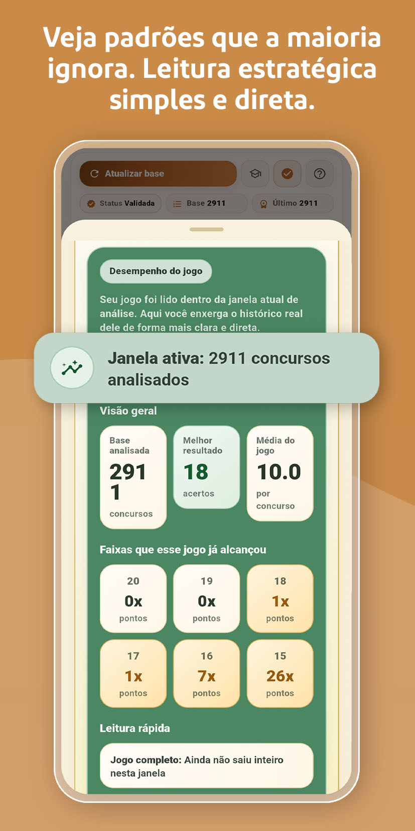 Desempenho de um jogo no Visão Lotomania